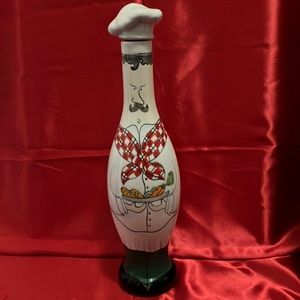 Vintage Cruet Chef Shape Vinegar or Oil Ceramic Bottle  Bella Casa by Ganz